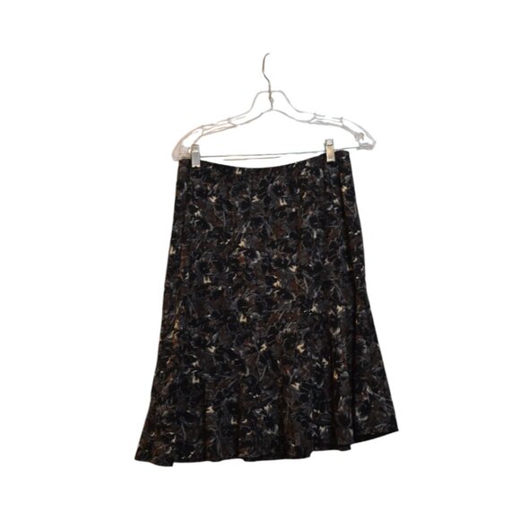 AGB Byer California Polyester Dark Colors Floral Asymmetry Design Midi Skirt L - Picture 1 of 6
